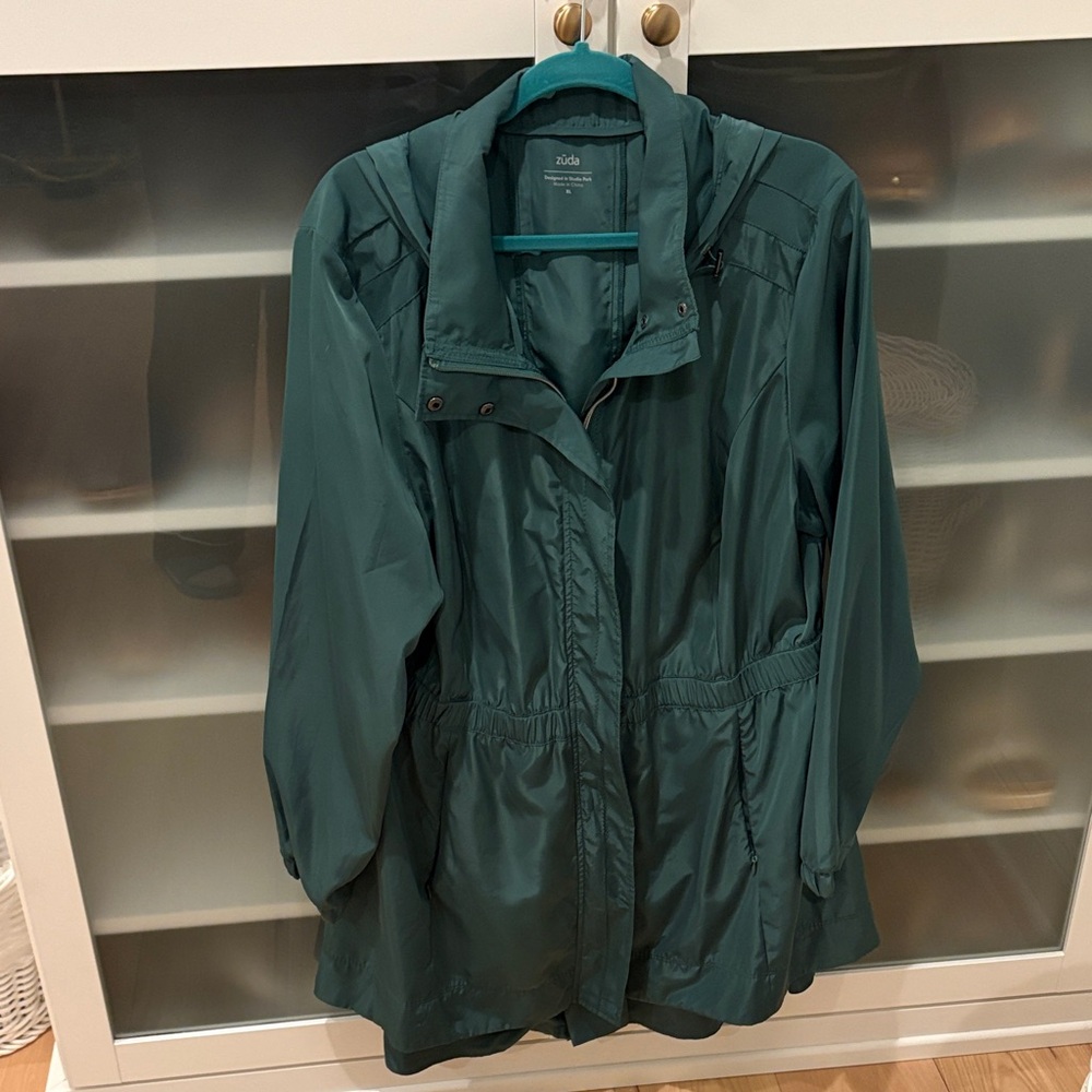 Zuda Spruce Green Utility Jacket / Windbreaker / Raincoat with hood - XL